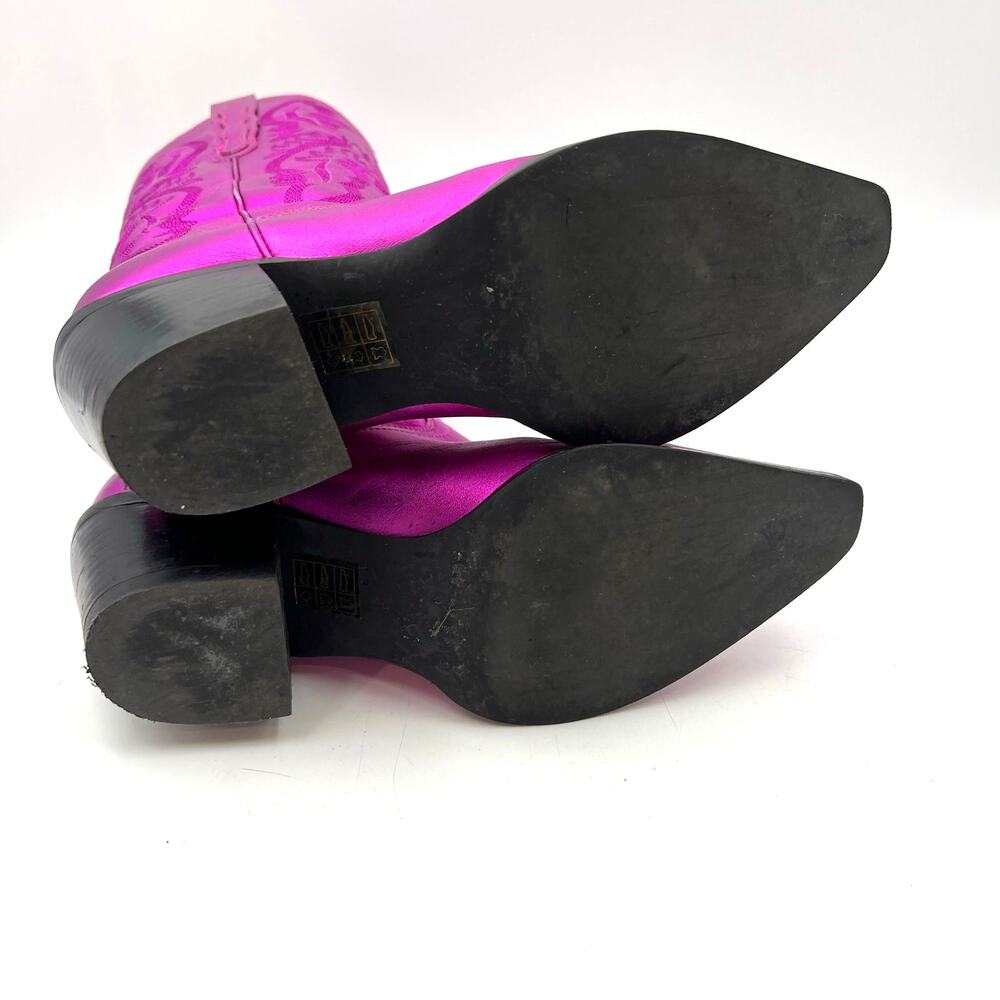 Jeffery Campbell Dagget Western Boot In Fuchsia Metallic Leather - Picture 11 of 14